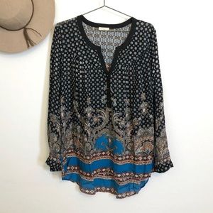 Anthropologie Meadow Rue Tunic Blouse Shirt Top L